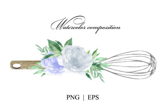 Download Watercolor Baking Logo Whisk and Flowers - Baking logo Collection