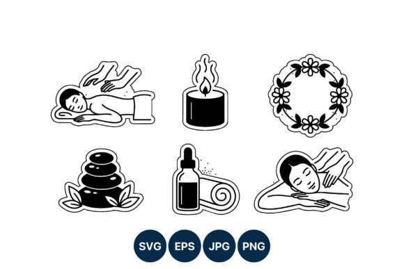 Download Spa Massage Therapy Black White Icons - Massage therapy Collection