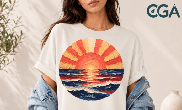 Download Sunset Ocean Wave Impasto Paint PNG - Sun Collection