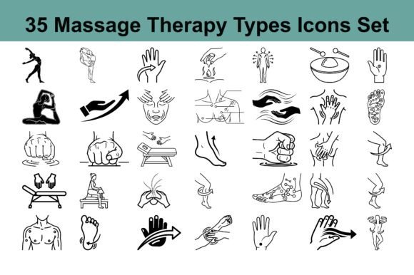 Download 35 Massage Therapy Types Icons Set - Massage therapy Collection