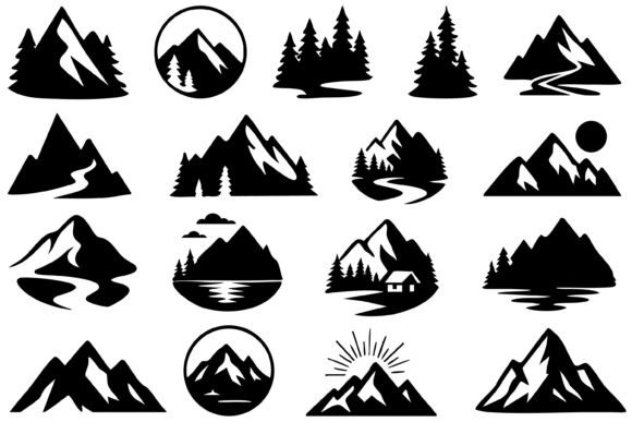 Download Mountain and Pine Tree Silhouette - Tree Collection