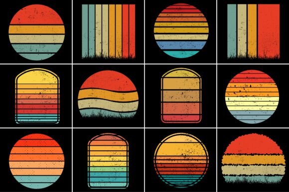 Download Vintage Retro Sunset T-Shirt Background - Sun Collection